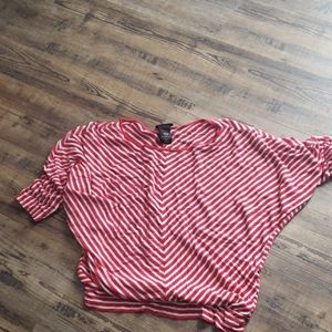 Red and white striped top